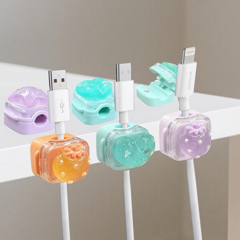 Frayot 3Pack Magnetic Cable Clips for Nightstand, Adhesive Night-Glowing Cord Holder Organizer for Office Home Desk