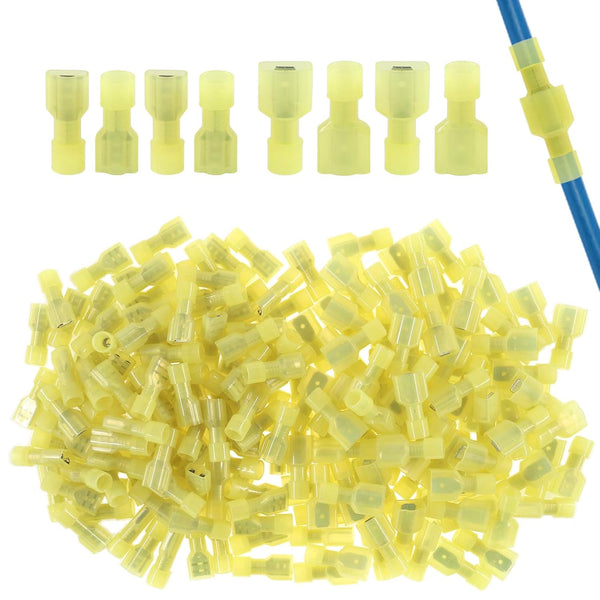 Glarks 100pcs Fully Insulated Female/Male Spade Nylon Quick Disconnect Electrical Crimp Terminals Kit, 12-10 Gauge