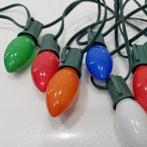 C9 25FT 27 0.6W Bulbs(2 SUNSGNE LED Christmas Lights Outdoor Multicolor String Lights with LED Plastic Spare) for Patio