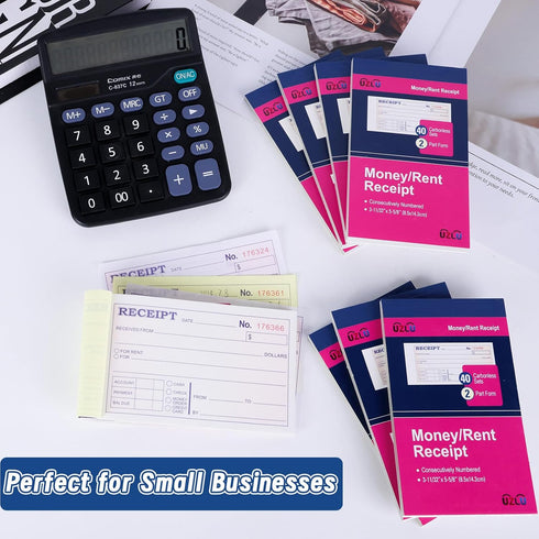 UZLU 40 Packs 3-11/32" 5-5/8" 2 40 Sets Money and Rent Receipt Book, x Rent Receipt Books, Part Carbonless for Small
