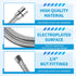 1Pcs 1/2" 1/4" Sprayer,47inch Stainless Steel Shampoo Bowl Hose Thread Sprayer Head to Thread Water Pipe Silver Sink