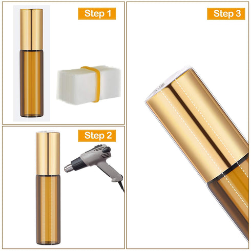 Zonon 500 Pieces Clear Heat Shrink Wrap Bands for Bottles, Lip Balm Tube, Glass Dropper Spray Bottle