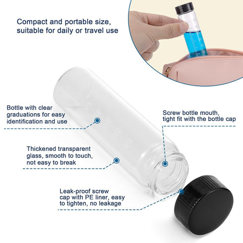 Kesell 10 Pack Clear Glass Sample Bottles 40ml Vial Empty Reusable Liquid Vials with Plastic Screw Cap & 5 Funnels