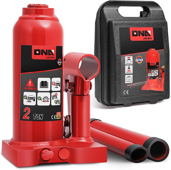 DNA MOTORING 2 Tons Lifting Automotive Welded Hydraulic Bottle Jack for Vehicle Repair, Red