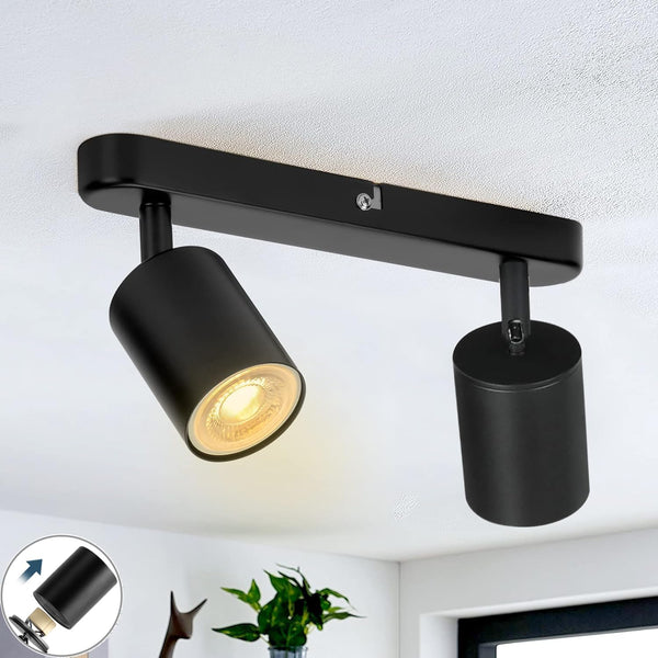 SGGSHENNAN Adjustable Spotlight Ceiling Light Fixture 2 Light Gu10 Track Lighting Indoor Directional