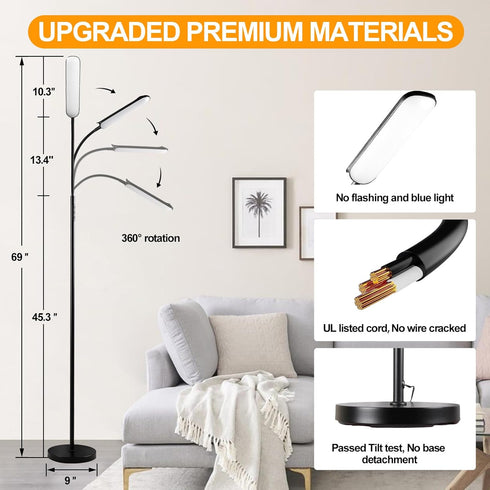 18W 1800LM Dimmable marctronic Floor Lamp, Super Bright LED Floor Lamp with Remote & Works with Smart Plug, Timing Eye