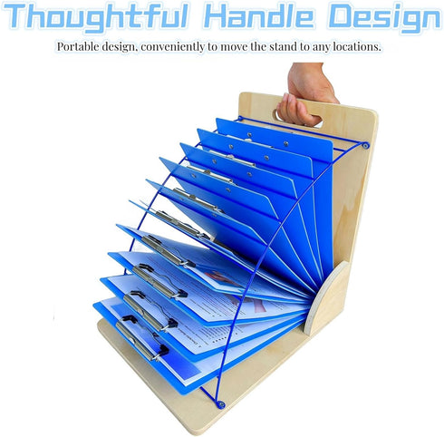 Clipboard Holder, Wooden Clipboard Storage Rack with Sturdy Metal Shelf, Organizer for Classroom, Office, Home (2 PCS)