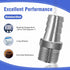 NPT 1" Male Thread to 1 Inch O.D. Barb Stainless Steel Pipe Fitting, Pack of 2 pcs for Connecting Air Hose Tubing