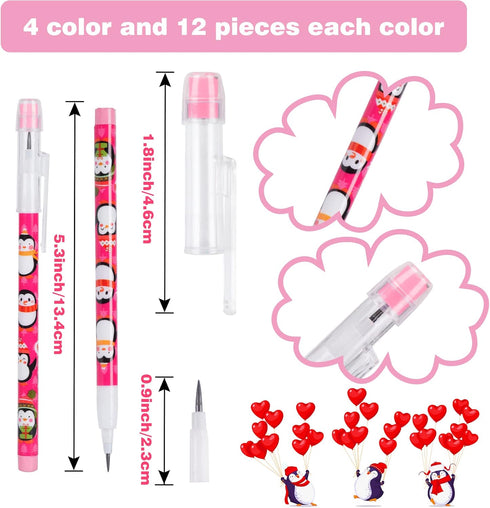 Kolewo4ever 48pcs Penguins Translucent Pencils Fun Pencils Pencils for Kids Multipoint Non-Sharpening Stackable Pencil with Matching Eraser Pencils Party Favors for Kids by Kolewo4ever