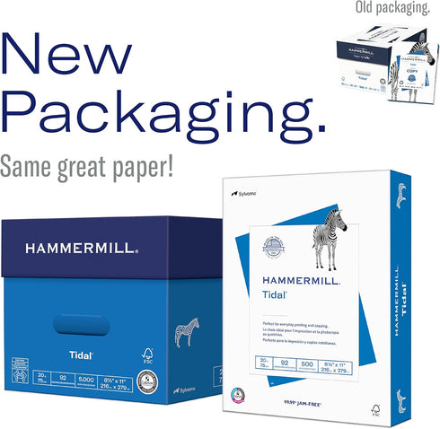 Hammermill Printer Paper, Tidal 20 lb Copy Paper, 8.5 x 11 - 1 Ream (500 Sheets) - 92 Bright, Made in USA