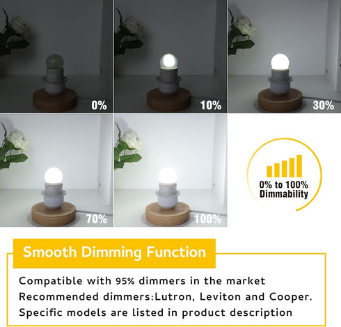 Dimmable 3W Bulb 25 Bulbs, 5000K, E26 300 90+, G40 3 Bulbs Bulb, Refrigerator,2 Pack LED Equivalent Watt Light Daylight