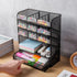 Spacrea Metal Desk Organizer with Drawer, Pencil Holder for School, Home, Art Supplies (Black)