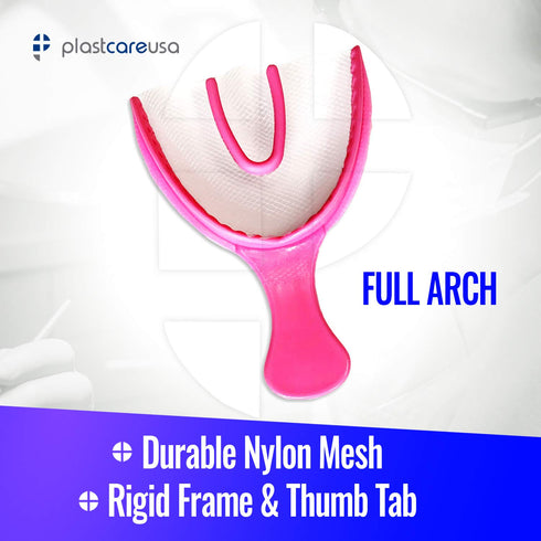 30 Full Arch Pink Disposable Dental Bite Registration Trays for Impressions, 1 Box of 30 Bite Trays