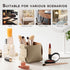 HOMIEAZICOZI 2-Pack Cork Leather Desk Accessories - Stylish Pencil Pen Holder & Makeup Brush Organizer (Champagne Gold)