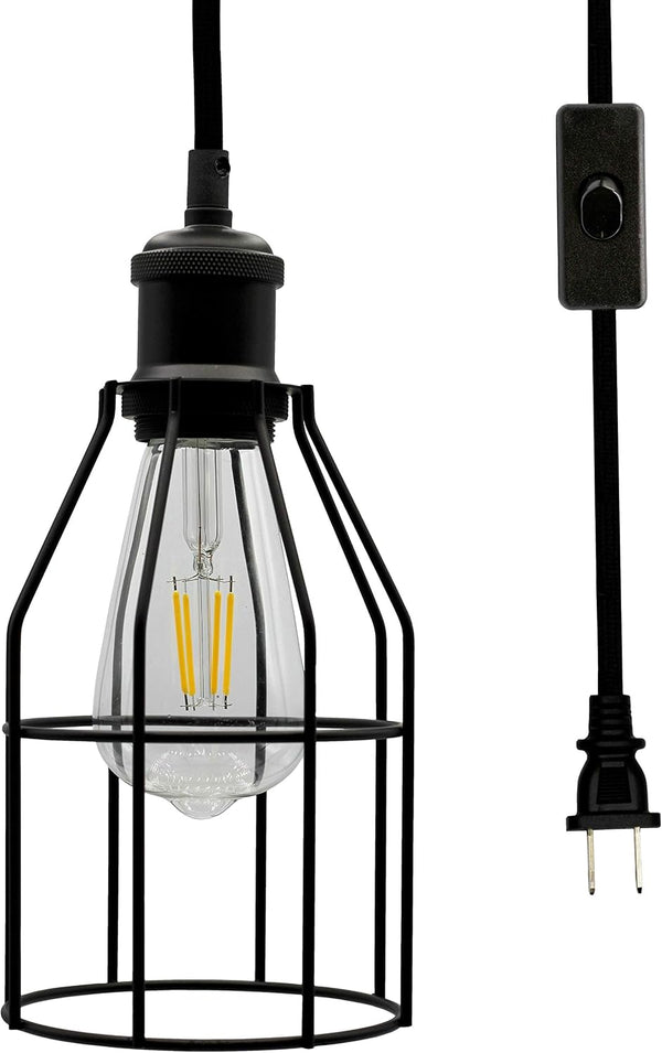 Creative Hobbies Industrial Hanging Pendant Light with Plug-in Cord | Vintage Wire