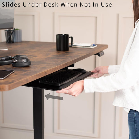 VIVO MOUNT-KB04C Adjustable Computer Keyboard and Mouse Platform Tray Deluxe Smooth Rolling Track Under Table Desk