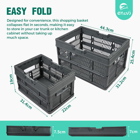 3 Pack (9L (2.4 EasyFold Collapsible Crate, Collapsible Shopping Basket, Milk Crate, Gal), Black)