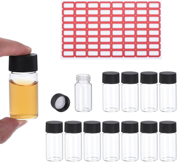 PATIKIL 25 Pack 20ml Clear Glass Vials, Sample Vials with Screw Cap, Leak-Proof Liquid Sample Glass Vial for Lab