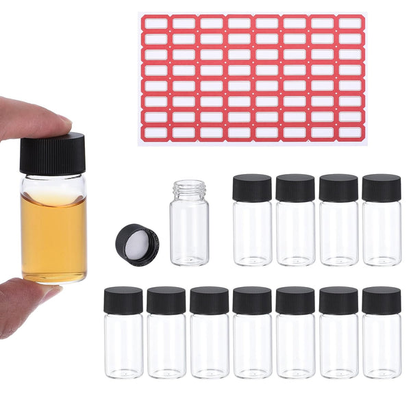 PATIKIL 20ml Clear Glass Vials, 12 Pack Leak-Proof Sample Vials with Screw Cap for Lab Liquid Samples