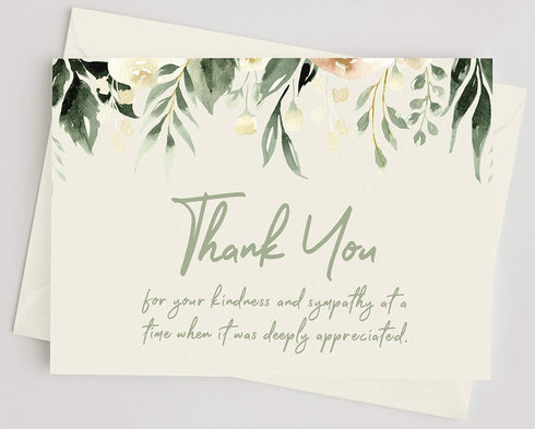 MPC Brands (25, In Memory Of Blank Funeral Thank You Cards - Sympathy Bereavement Thank You Cards With Envelopes