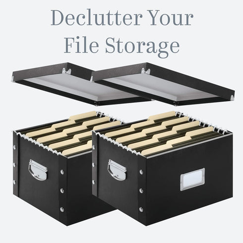 Snap-N-Store File Storage Box & Organizer - 2 Pack, Portable File Boxes for Documents, Back To School