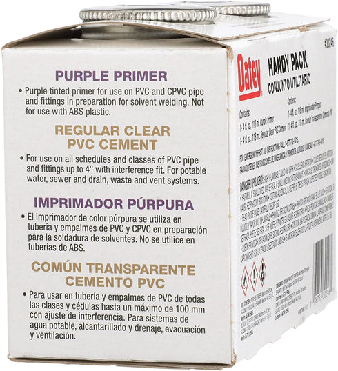 Oatey 30246 4 oz. PVC Regular Clear Cement and 4 oz. NSF Purple Primer Handy Pack