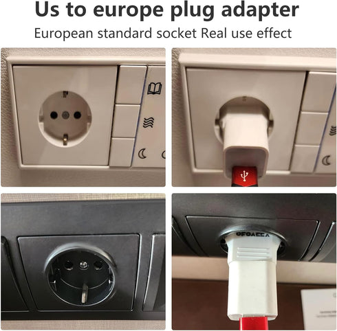 European Plug Adapter, Type F Plug Adapter for Travel from America to France Germany, 4-Pack