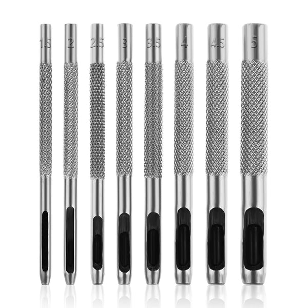 Skrfren Hollow Leather Hole Punch Set (1.5mm-5mm) for Belts, Round Hole Punch Set