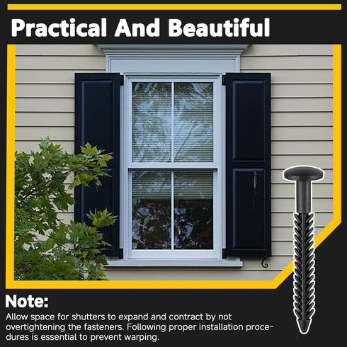 GlowGeek 62 Pack Vinyl Shutter Fasteners for Windows Outside, Plastic Shutter Screws Exterior Window Shutter Pin Pegs