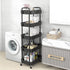 Sywhitta 5-Tier Plastic Rolling Utility Cart with Handle, Multi-Functional Storage Trolley for Office, Living Room,
