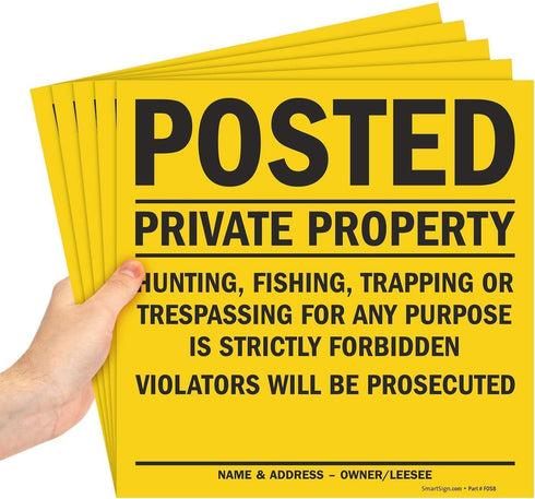 Smartsign “Posted - Private Property” Sign, 11" x 11" Plastic, Pack of 5, Made in USA
