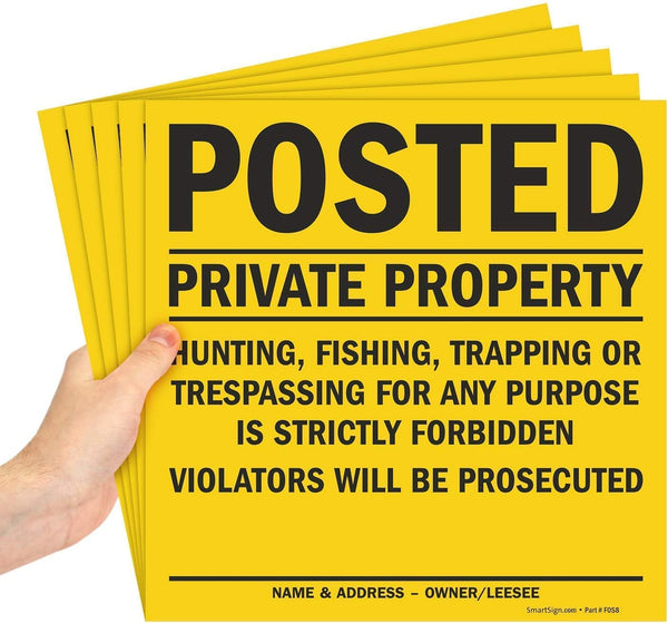 Smartsign “Posted - Private Property” Sign, 11" x 11" Plastic, Pack of 5, Made in USA