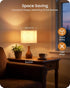 14.2" E26 LE09TL05 Small Table Lamp, Wood Bedside Lamp, Little Cute Desk Lamp with Dark Wood Bottle-Shaped Base & Beige
