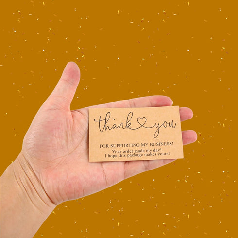 Vagocom 200Pcs Cards,2 3.5 Inches 9 5 cm Packaging Brown Thank You for Supporting My Business x / x Small Bulk Customer