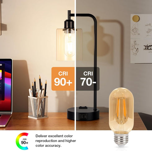 Hong-in T45 Dimmable LED Light Bulbs 6W 2700K Warm White, E26 Base 120Volts for Industrial Touch Control Table Lamps