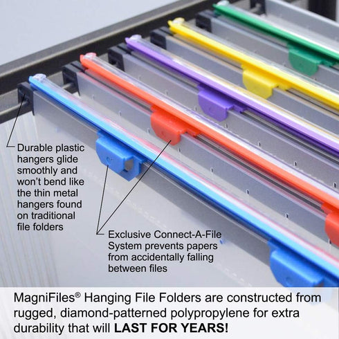 Ultimate Office MagniFile Hanging File Folders, V-Bottom Letter Size, Set of 10 Frost with Magnified Indexes