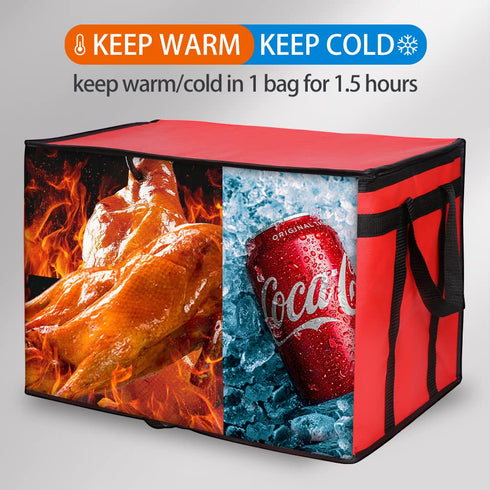 Bodaon Insulated Food Delivery Bag, Cooler Bag for Pizza Delivery, Catering Supplies, Red, XXX-Large