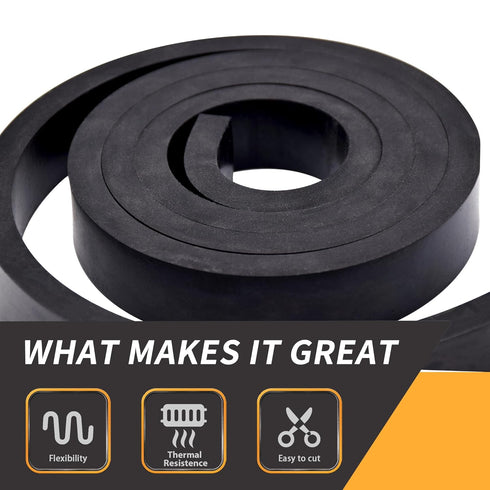 3/8 Inch Thick Neoprene Rubber Strips and Solid Rubber Rolls for DIY Gasket, Weather Stripping, Flooring (1 Inch Wide,