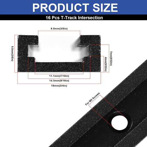 4Set T-Track Intersection kit Black for Woodworking, Universal Aluminum T Tracks Tool Accessories