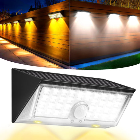 4-in-1 Solar Motion Lights Outdoor - 150 Wide Angle, 4 Modes, White
