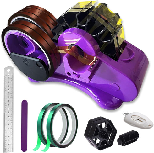 MECOLOUR Multi-Roll Heat Tape Dispenser, 6 pcs Sublimation 1" + 3" Core Double Reel, Semi-Automatic - PURPLE