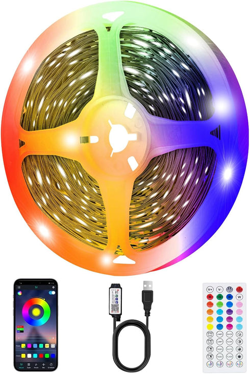 TK99SW LED Strip Lights for Bedroom, 32.8ft Smart RGB Music Sync Bluetooth App