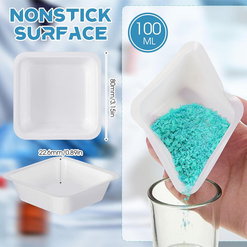 Sherr 125 Pack Weigh Boats Medium 100ml Square Disposable Plastic Trays for Scale Anti Static Plastic Pan Lab Weighing Dishes 3.15 x 3.15 Inch Easy Pour Dish Scale Tray for Powder and Liquid Weight