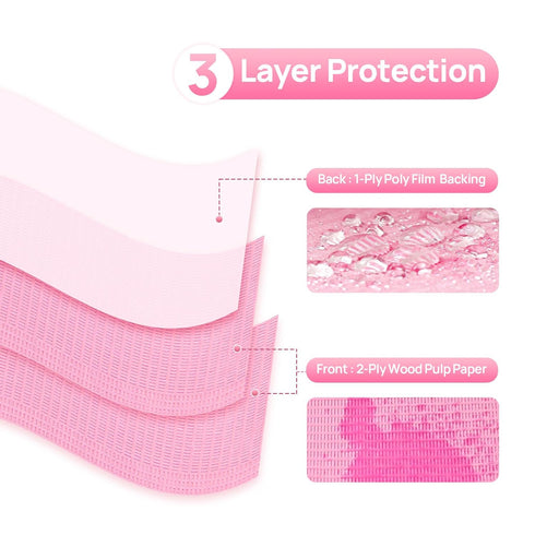 250 Pack 3-Ply, 13" 18" JMU Dental Bibs, Pink Dental Bibs Disposable Waterproof Tray Covers x