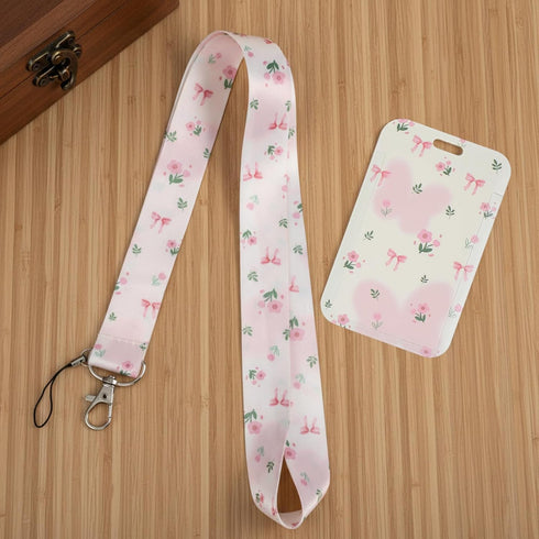 Mabor Cute Bowknot ID Badge Lanyard for Women Nurses - Stylish Card Holder with Detachable Keychain for Work, School