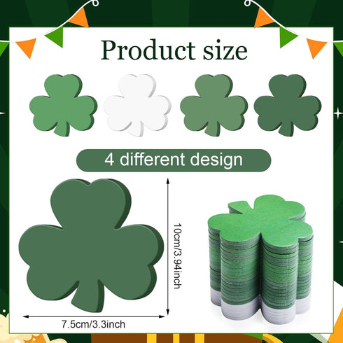 Geyee 36 Pcs St. Patrick's Day Sticky Notes for Kids Bulk 1080 Sheet Shamrock Shaped Sticky Notepads Green White Lucky Clover Sticky Memo Pads Irish Sticky Notes for School Office St. Patrick's Day