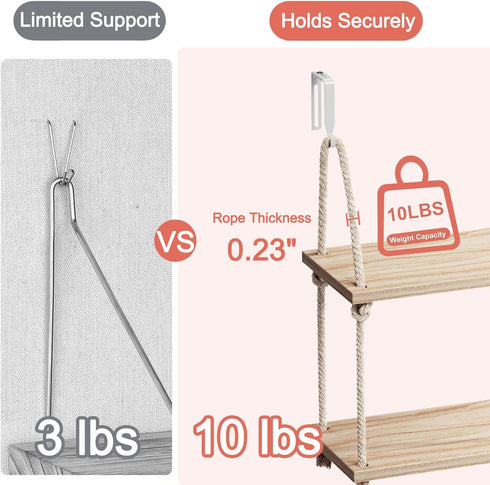 YOYUTOX 2 Pack 11.8" Fabric Wall Cubicle Shelf, Wooden Hanging Cubicle Shelf Organizer with Hooks, Dual Mounting