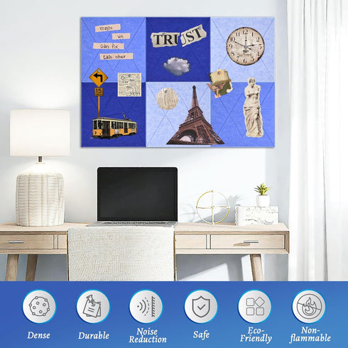 Large Cork Board for Walls 24"X36" with 30 Push Pins, Easy Peel & Stick Vision Bulletin Board Tiles