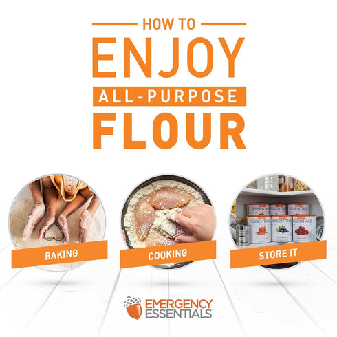 #10 25-Year 53 Emergency Essentials All-Purpose White Flour Enriched, Long-Term Storage in Can | Shelf Life | Servings