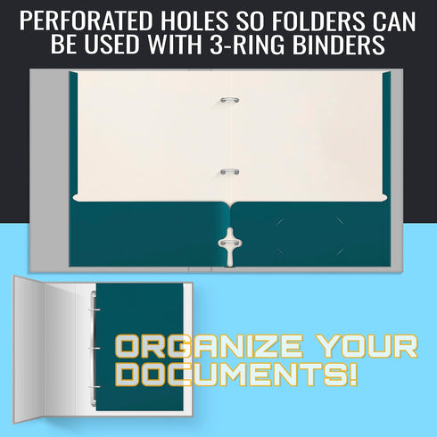 Better Office Products Two Pocket Portfolio Folders, 50-Pack, Teal, Letter Size Paper Folders